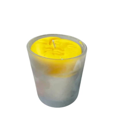 White Glass & Yellow Candle